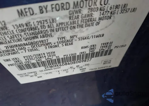 2013 Ford Flex Limited z USA, uszkodzony, nr VIN 2FMHK6D86DBD09827